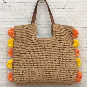 Macy’s Beige Straw Tote Bag New